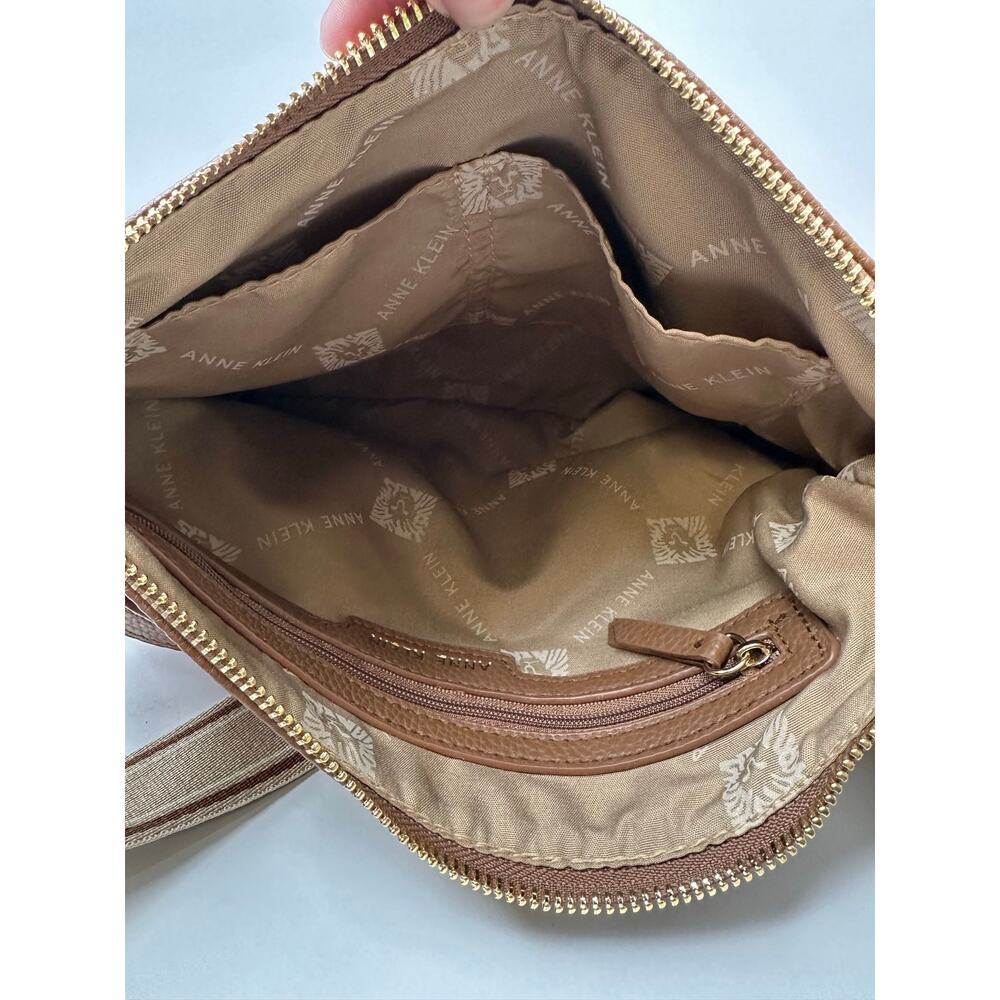 Anne Klein Crossbody Bag Purse Leather Logo Adjustable Straps Accessories Brown - Picture 8 of 9